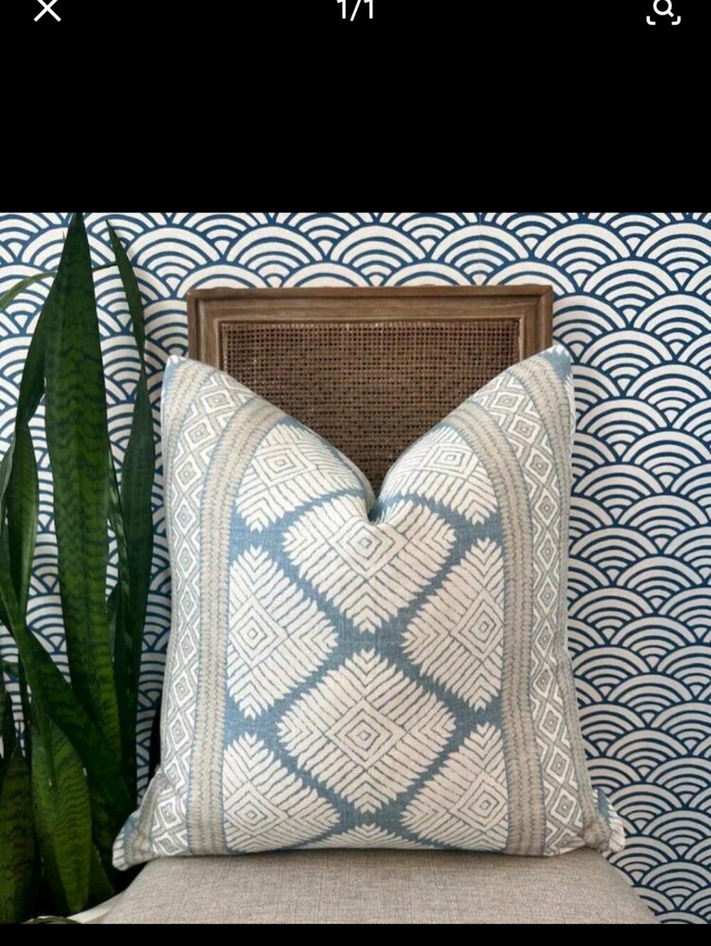 Textured Geometric Throw Pillow Cover in Light Blue and Cream - Home Accents